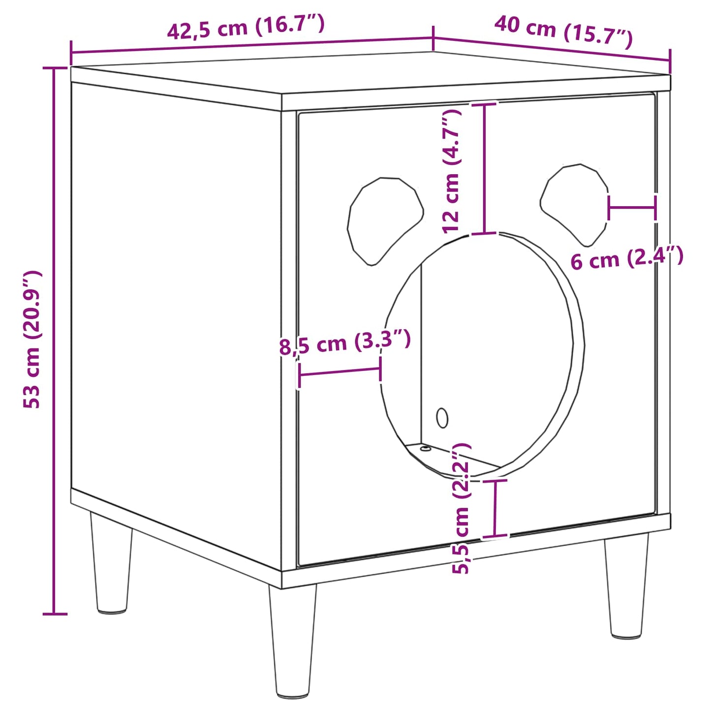 Katt Hus Glanset Hvit 42,5 x 40 x 52,5 cm Konstruert tre