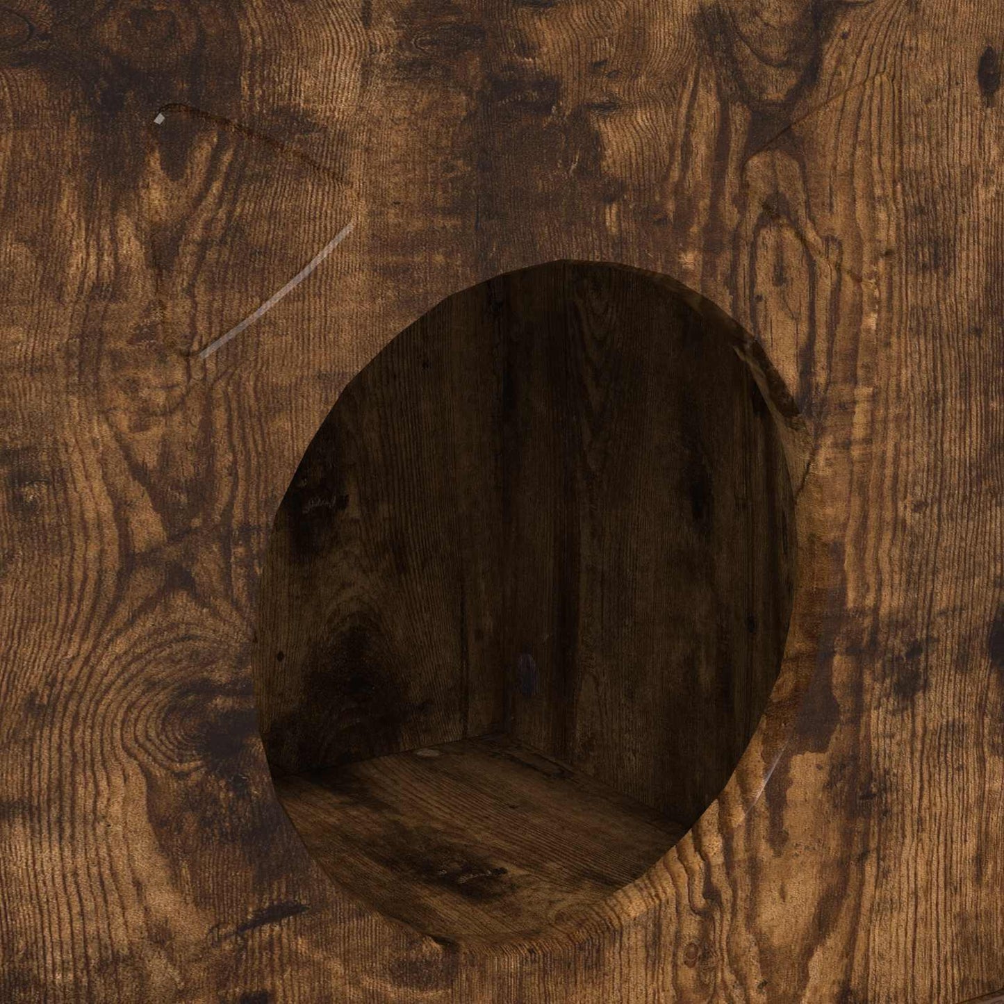 Katt Hus Røkt eik 72 x 42.5 x 70 cm Konstruert tre