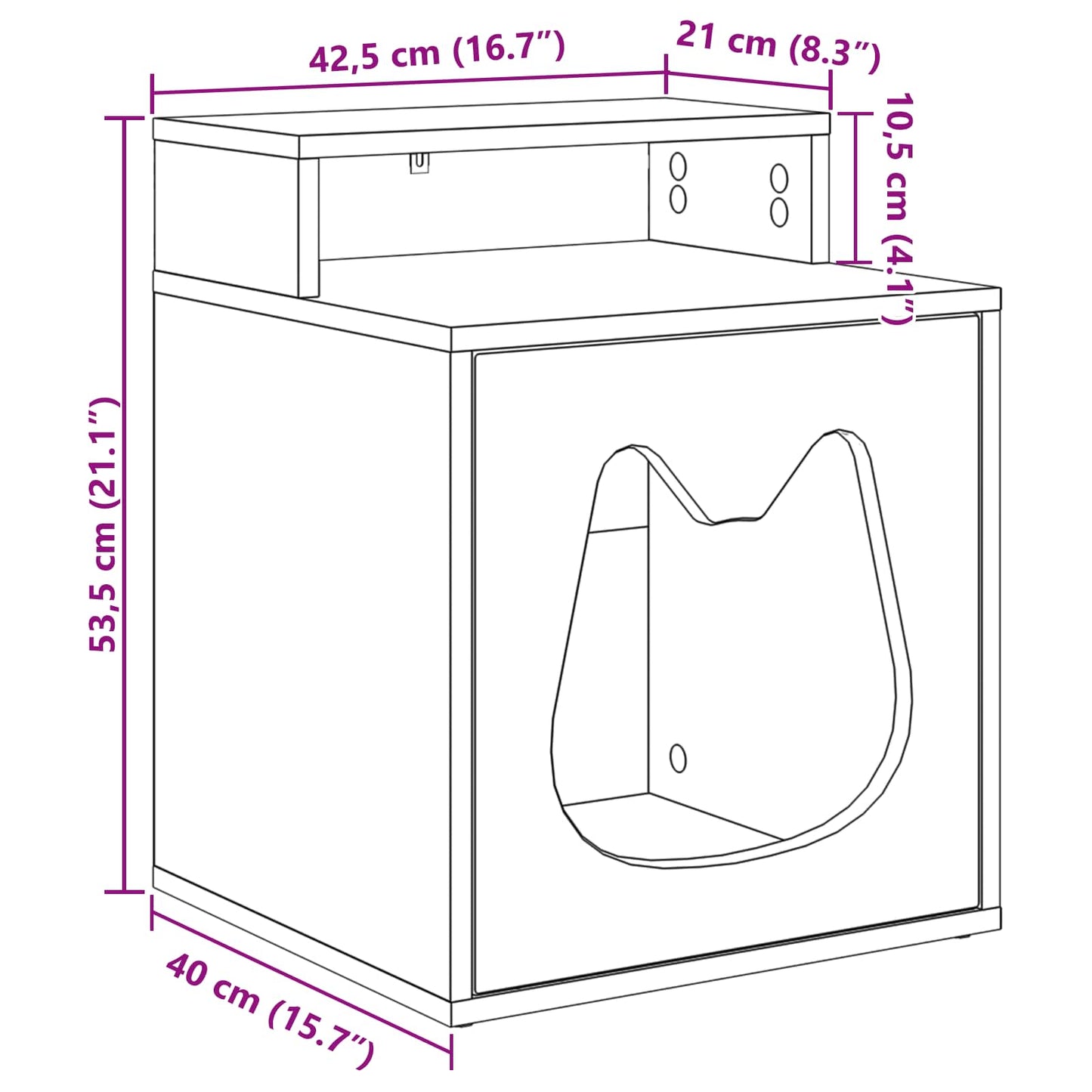 Katt Hus Glanset Hvit 42,5 x 40 x 52,5 cm Konstruert tre