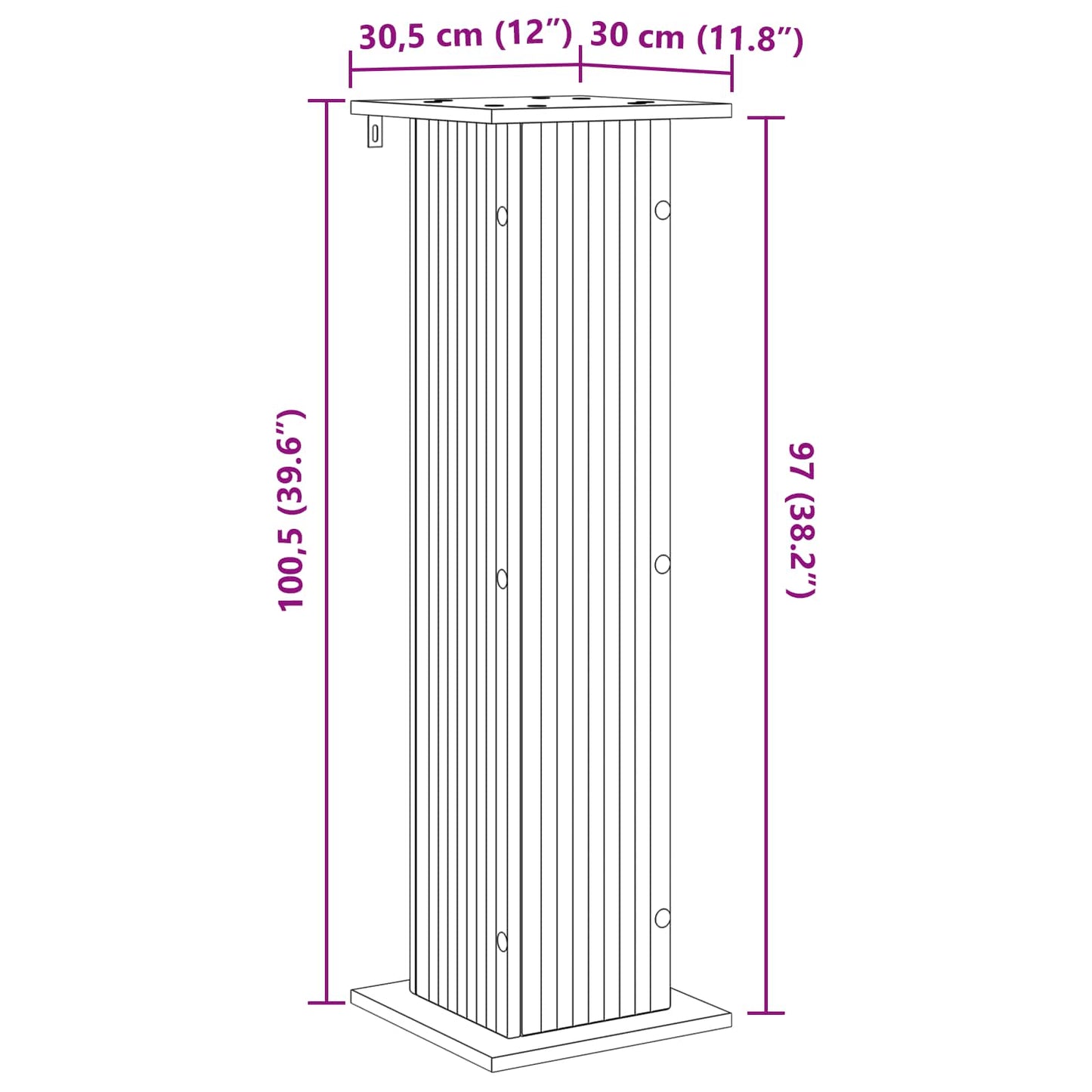 Planteholder Gammelt tre 30,5 x 30 x 100,5 cm Konstruert tre