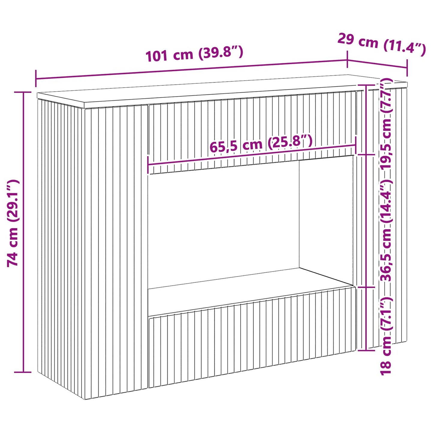 Konsollbord Stripete Røkt Eik 101 x 29 x 74 cm Konstruert tre