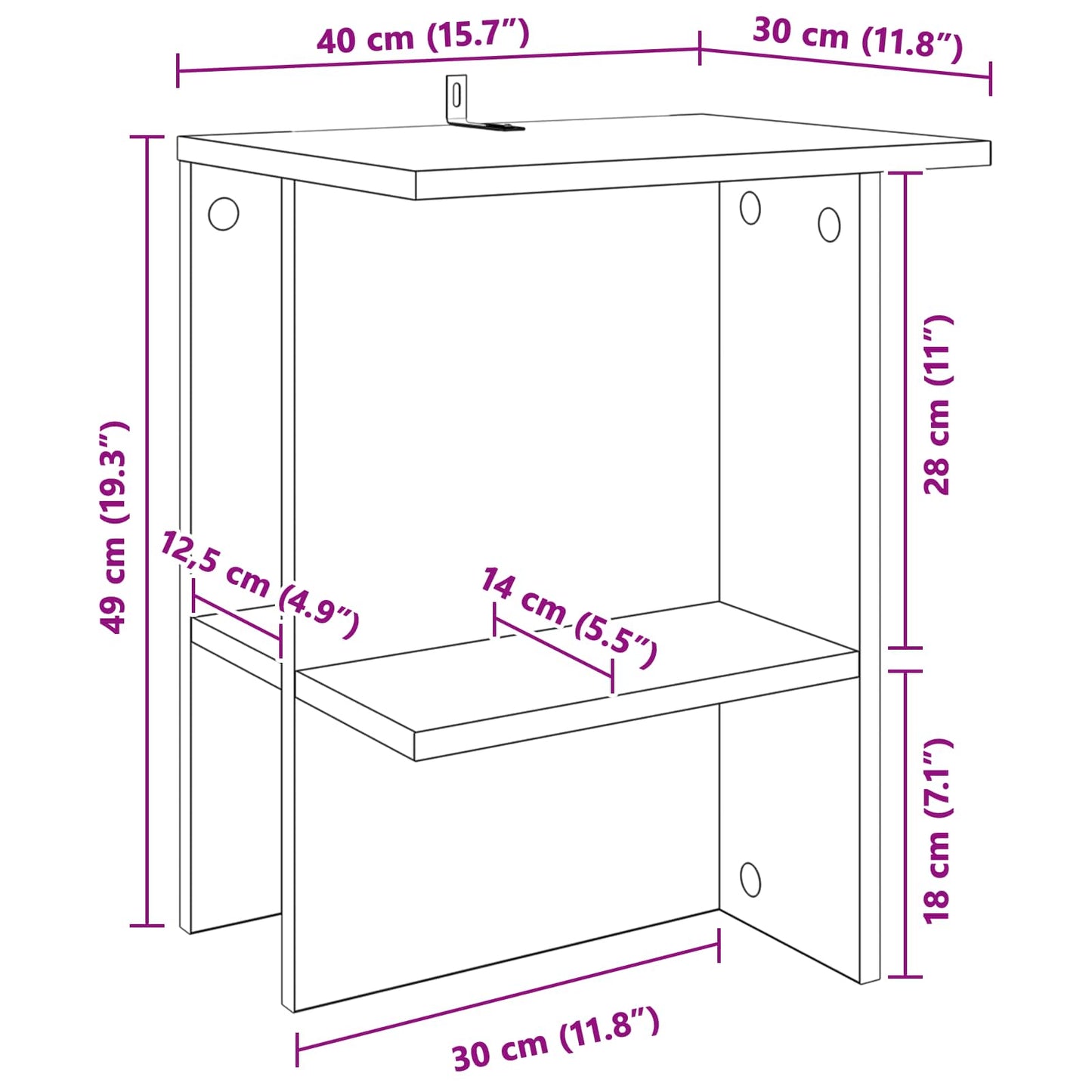 Kaffebord 2 pcs Betonggrå 40 x 30 x 49 cm Konstruert tre