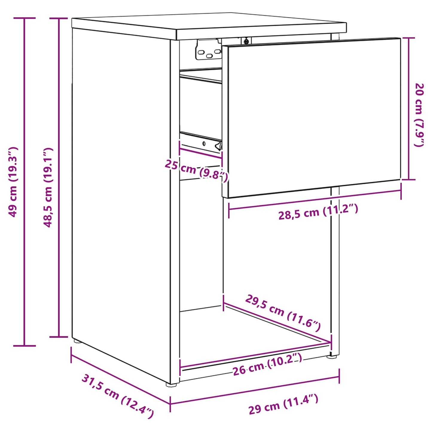 Sengeskap 2 pcs Gammelt tre 29 x 31,5 x 49 cm Konstruert tre