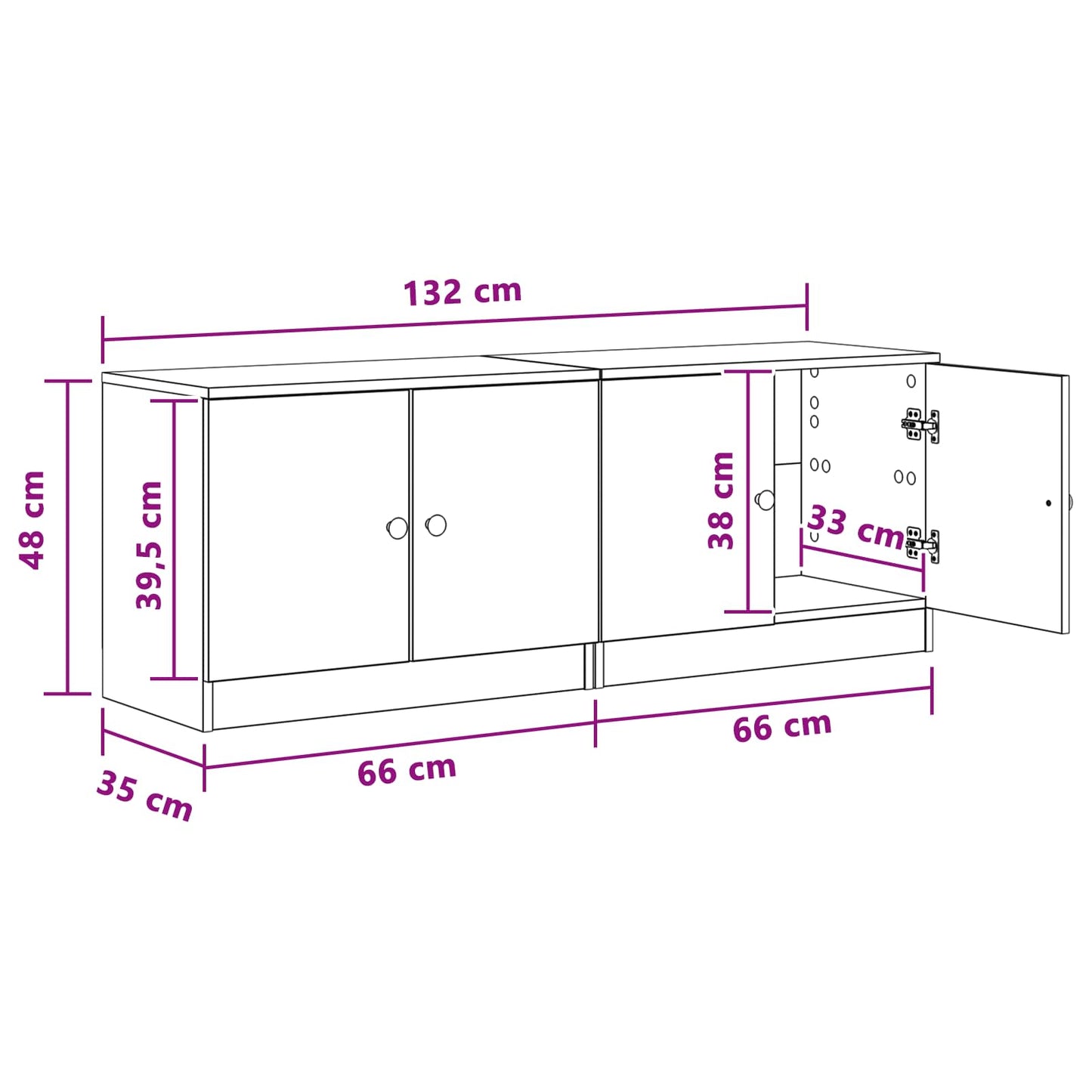 Sengeskap med lagring 2 pcs Hvit 66 x 35 x 48 cm Konstruert tre