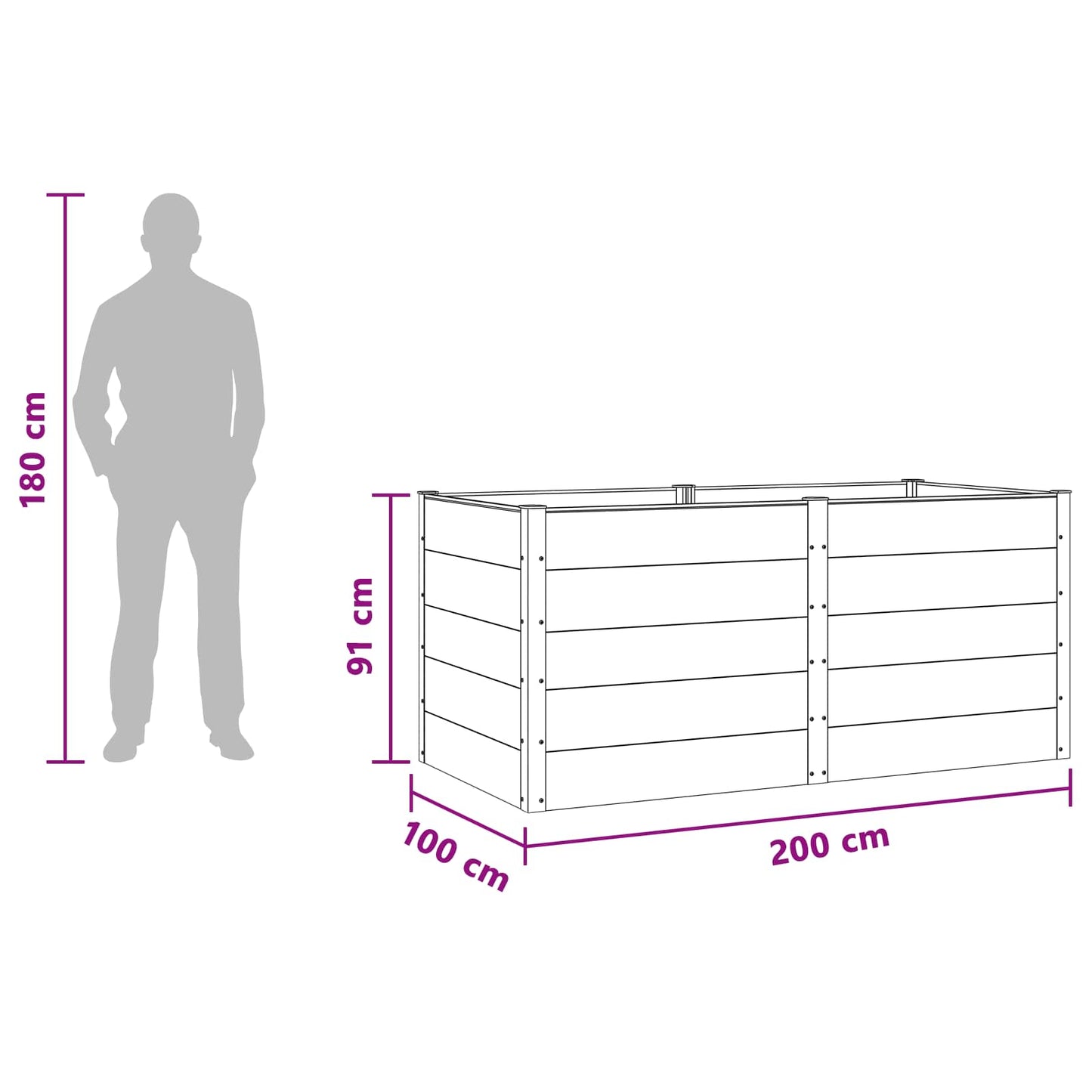 Høybed Svart 200 x 100 x 91 cm