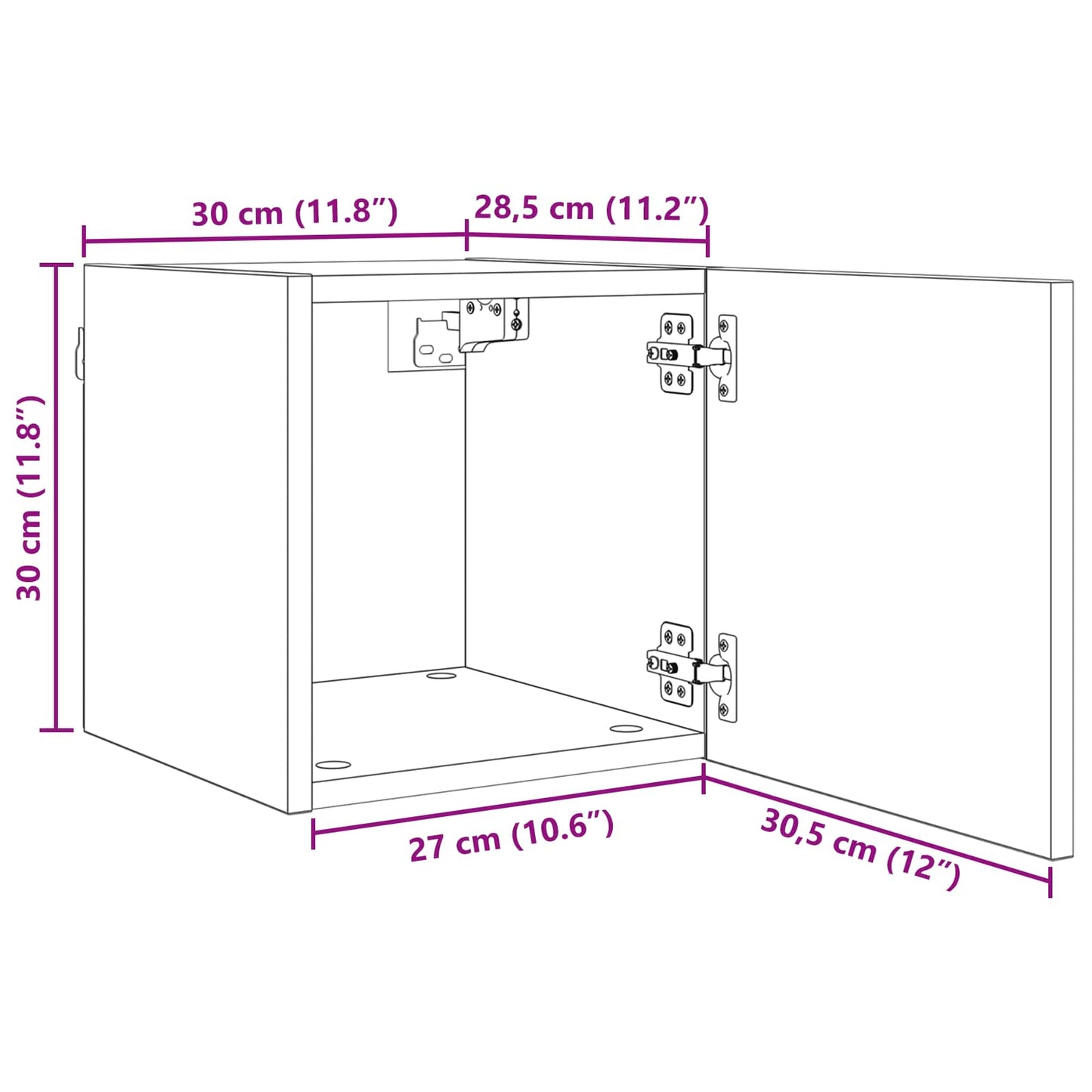 Vegghengt TV-hylle 4 pcs Svart eik 30,5 x 30 x 30 cm