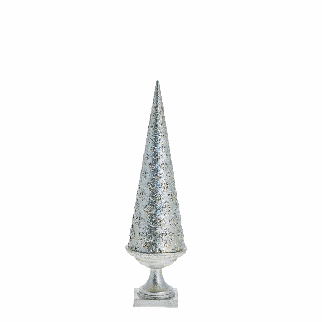 Innendørs julepynt juletre 26,5 cm antikk sølv