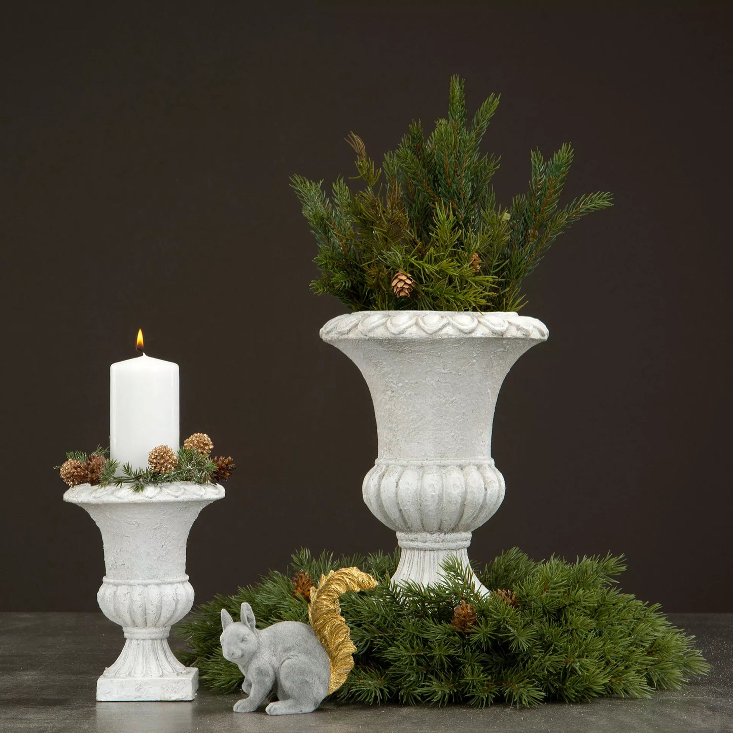 Blomsterpotte Blomsterkrukke Pokal Antikk hvit - 18cm