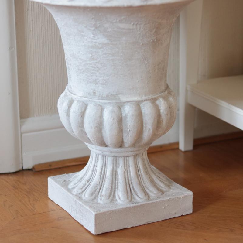 Blomsterpotte Blomsterkrukke Pokal Antikk hvit - 45cm