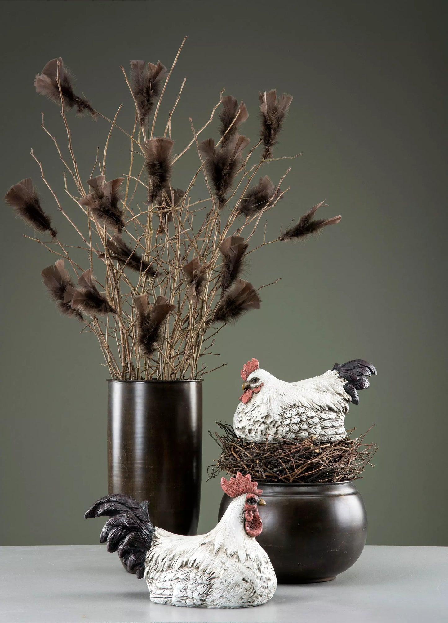 Påskepynt Høne Liggende Poly 31x21x17cm