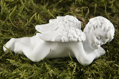 Pynt Engel Sovende stick Poly Hvit 8cm 2-pack