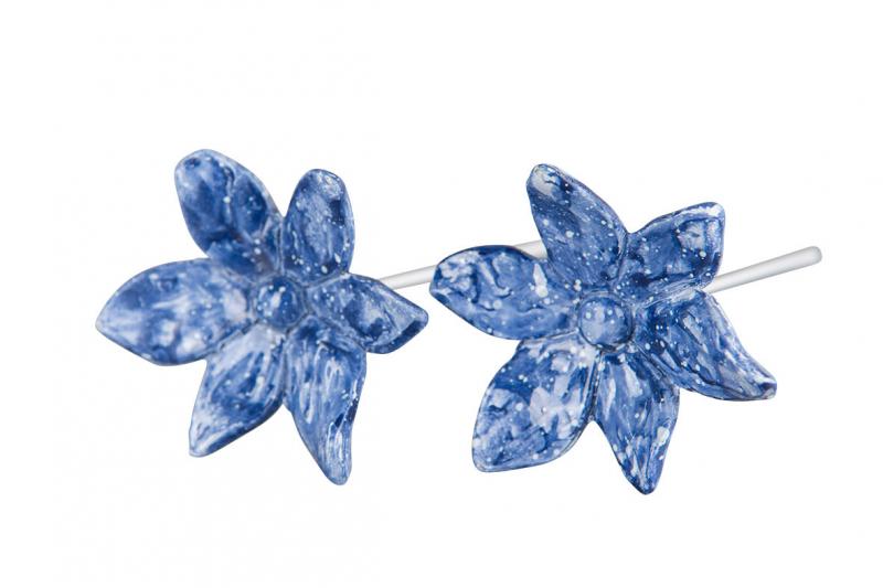 Pynt Blomst stick Mørkeblå Poly 5,5cm 2-pack SALG
