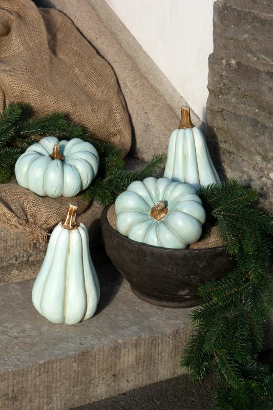 Dekorasjon Gresskar Minty Poly Mix 20cm 2-pack