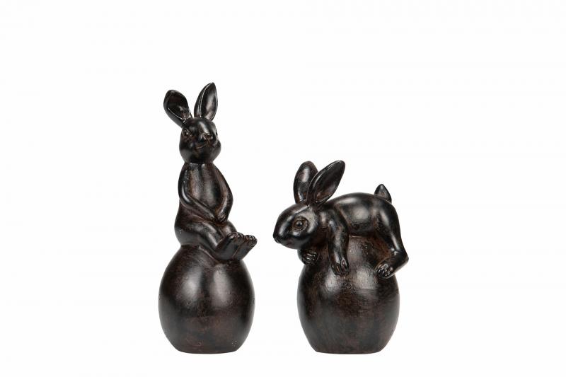 Påskepynt Kanin duo Egg Brown Mix Poly 2-pack