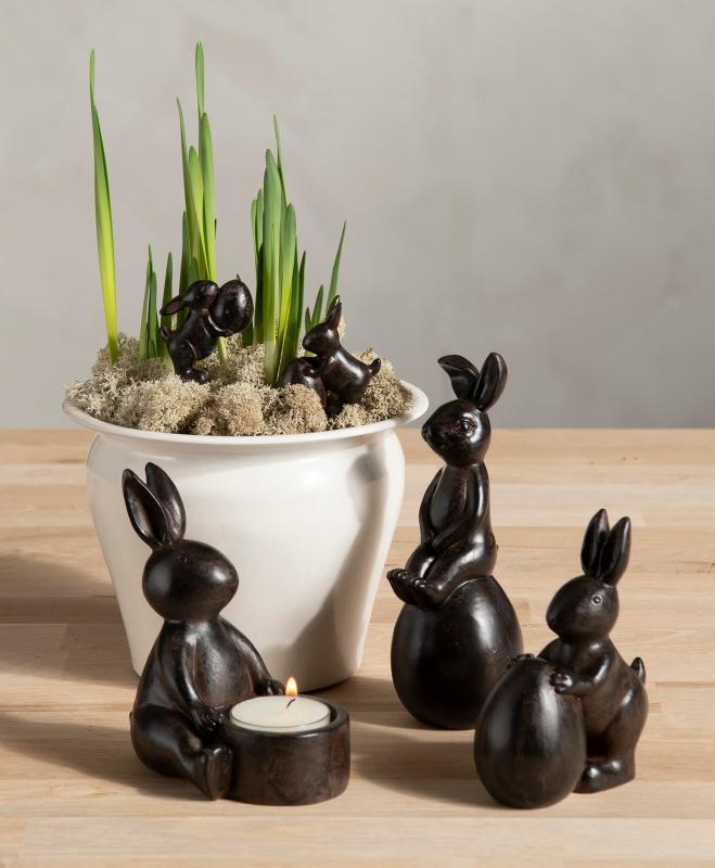 Påskepynt Kanin duo Egg Brown Mix Poly 2-pack