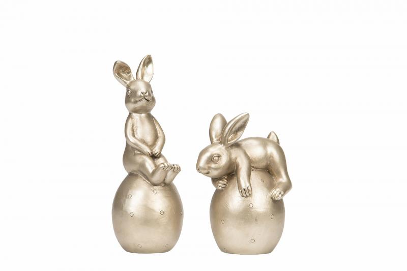 Påskepynt Kanin duo Egg Champagne Mix Poly 2-pack