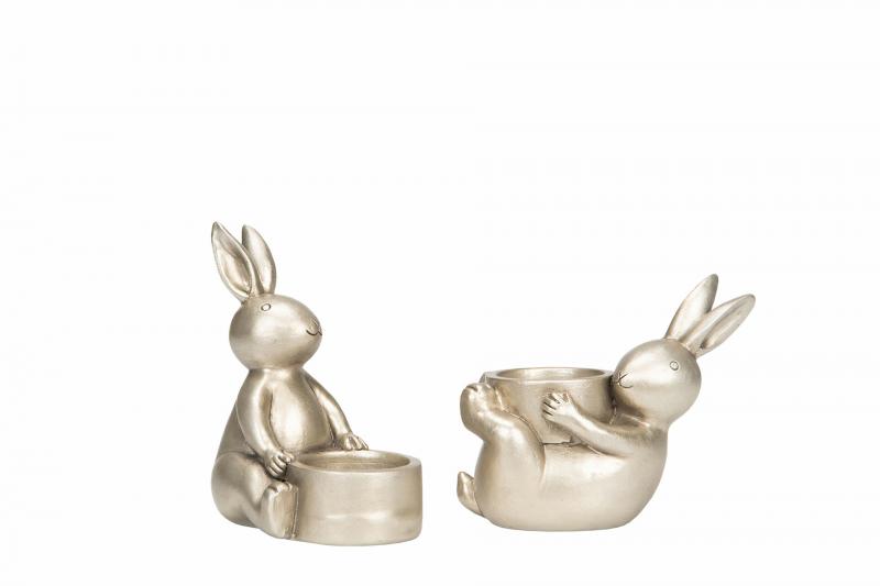 Påskepynt Lysestake Telys Kanin Champagne Mix Poly 2-pack