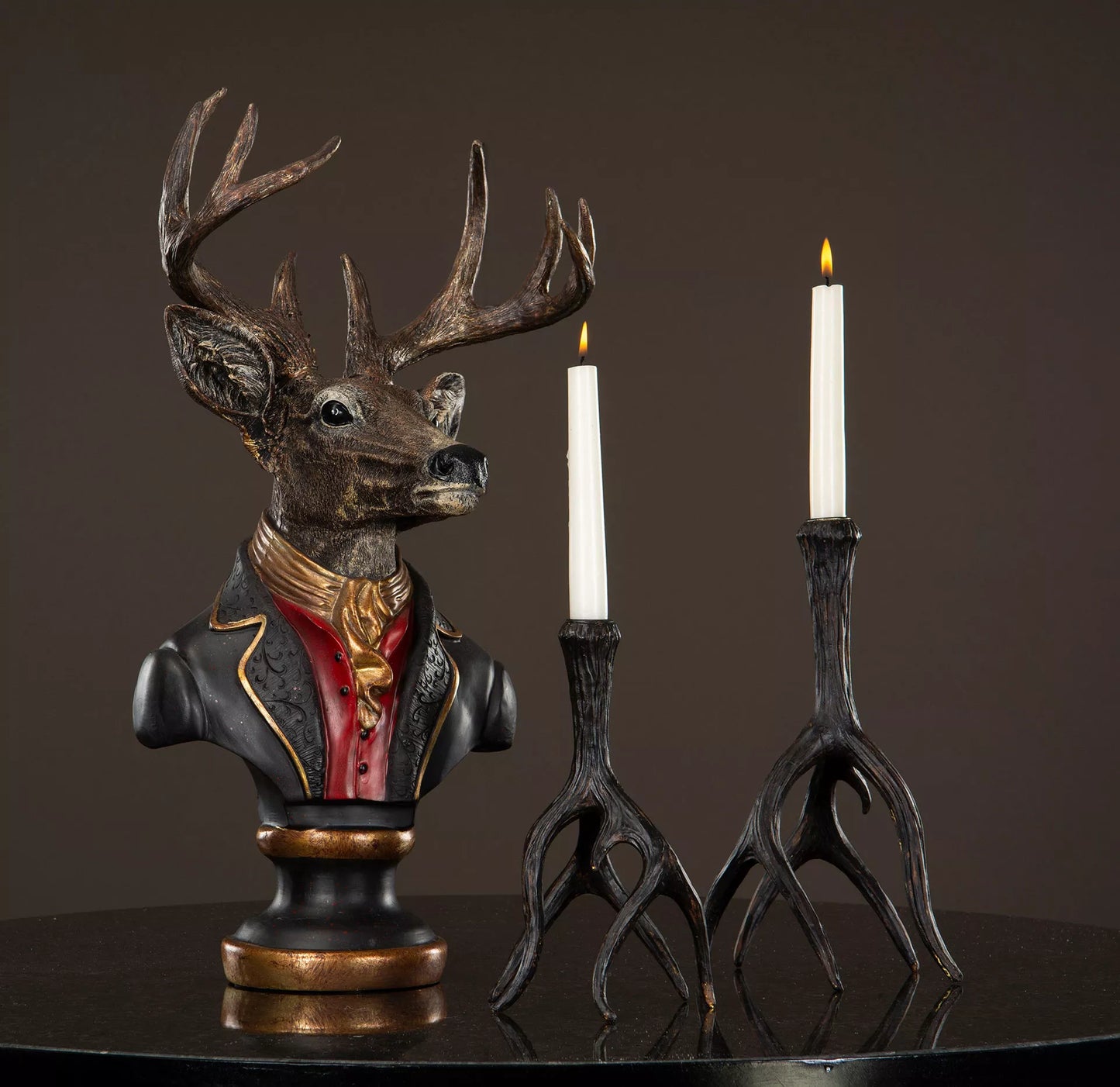 Julelysestake Reinsdyrhorn Mørkebrun Poly 15x13x29cm 1 stk