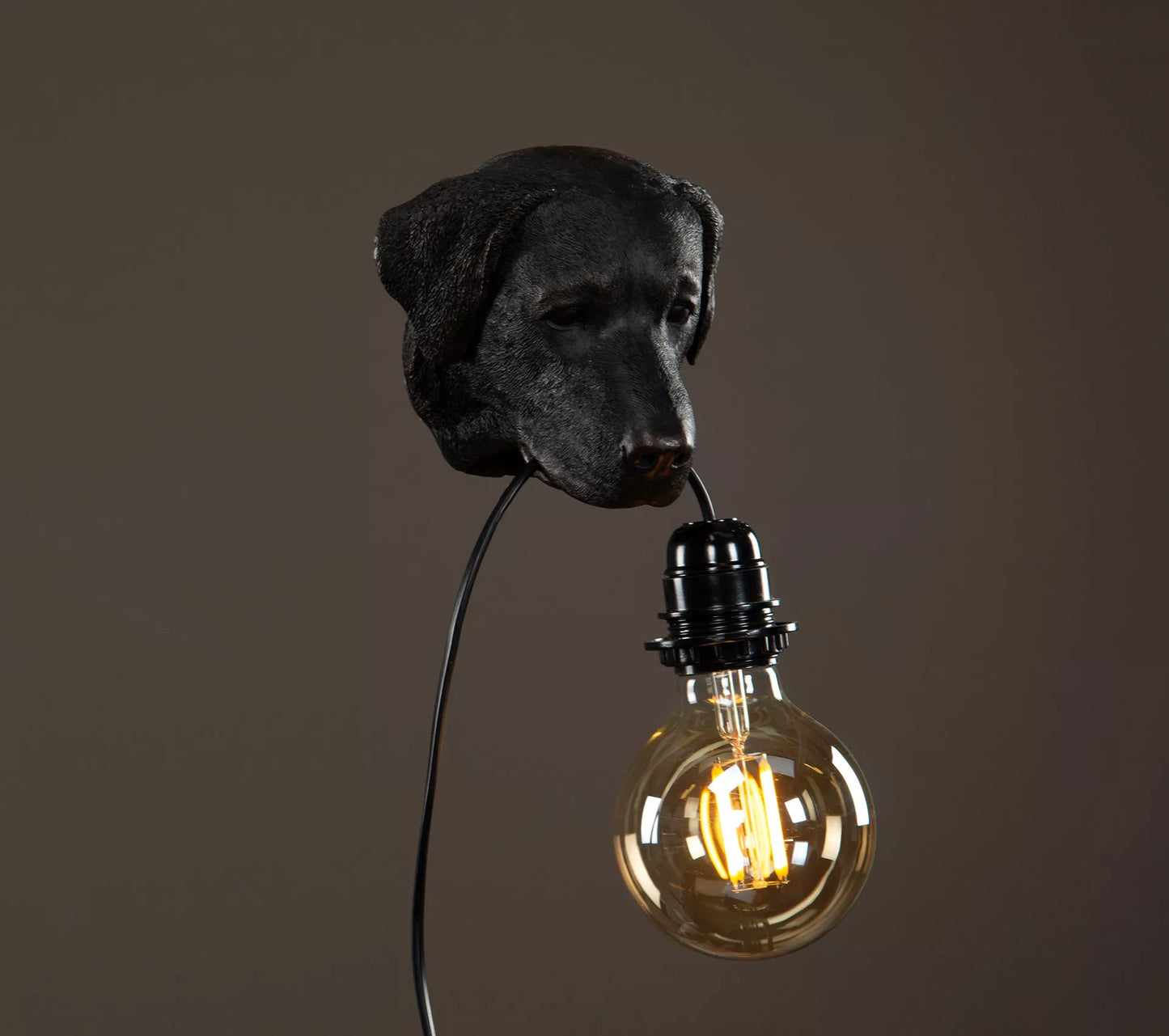 Vegglampe Hund Sort Brun 12x13cm