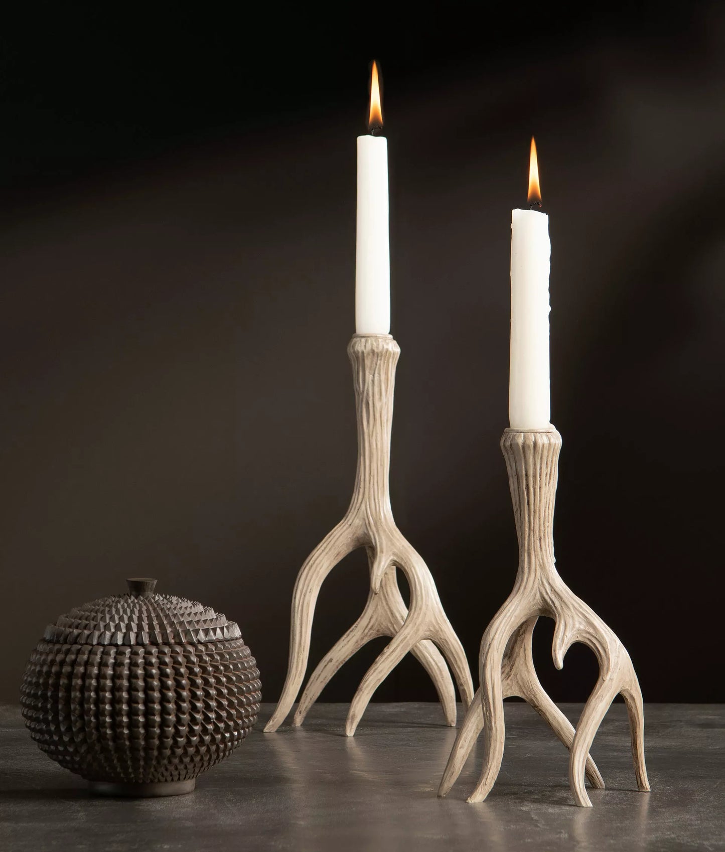 Julelysestake Reinsdyrhorn Naturlig Poly 10x9x22cm 1stk