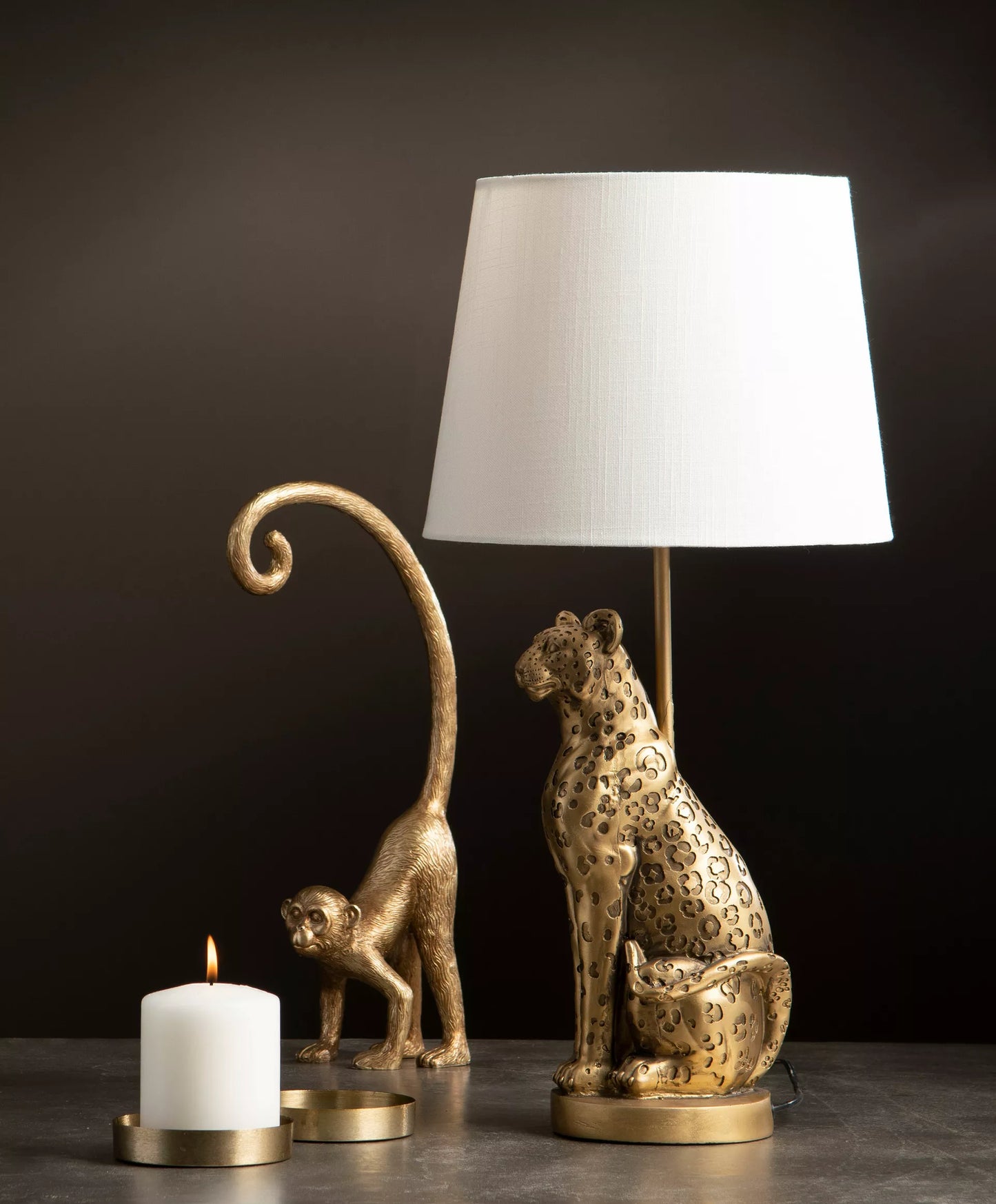 Bordlampe Leopard Mørk gull 14x32 42cm