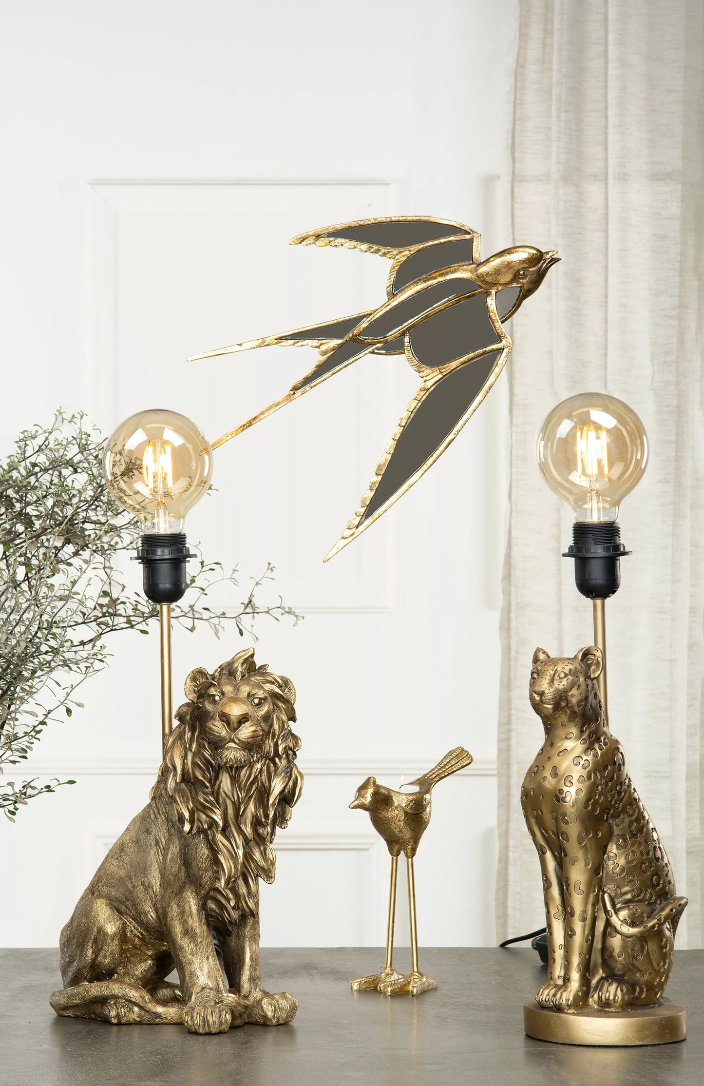 Bordlampe Leopard Mørk gull 14x32 42cm
