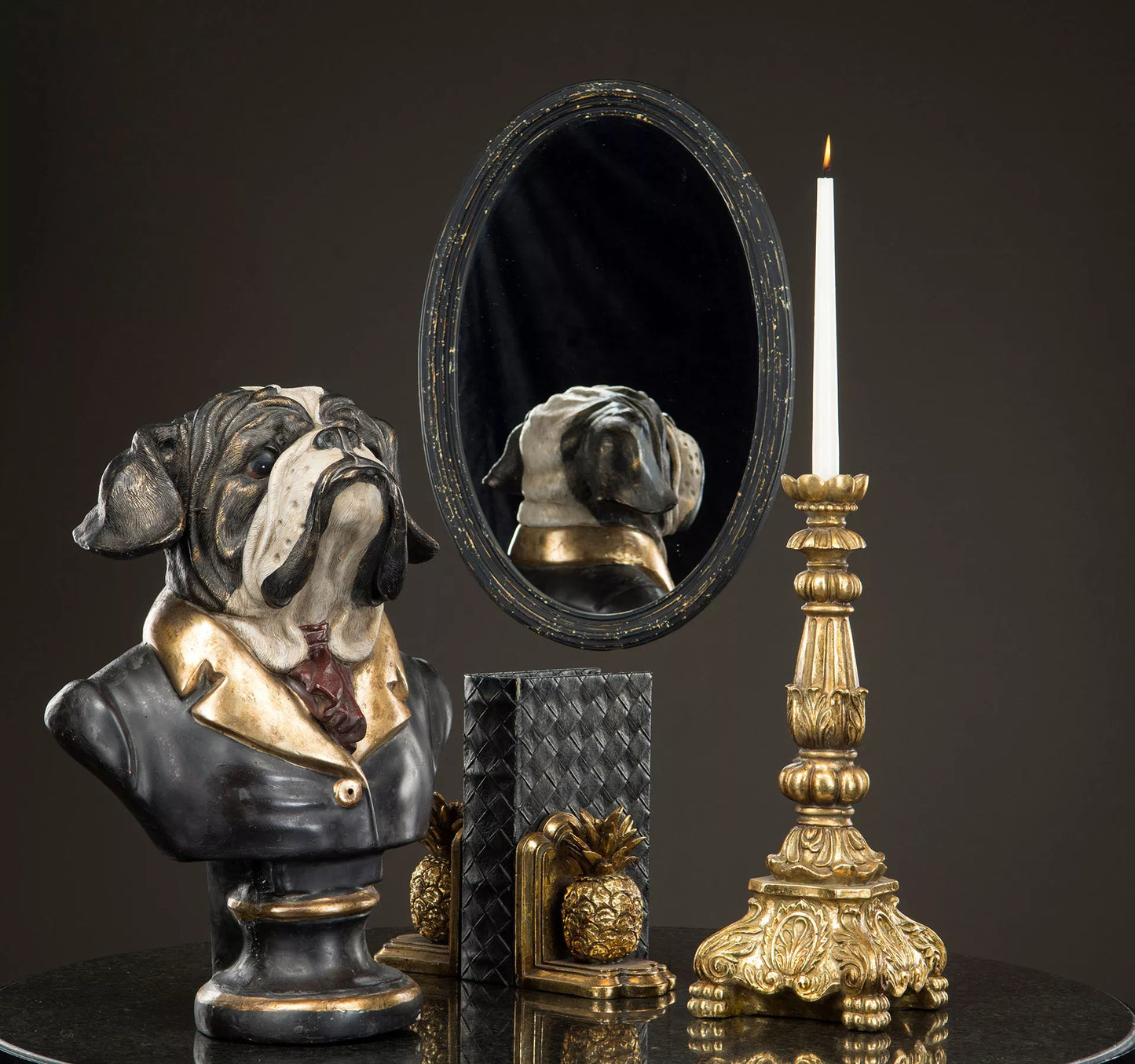 Dekorasjon Dyr Hund Byste Bulldog Mr Big Poly 37x27x52cm