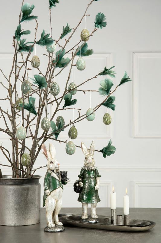 Påskepynt Hare Med Eggkurv Poly 12x11x36cm