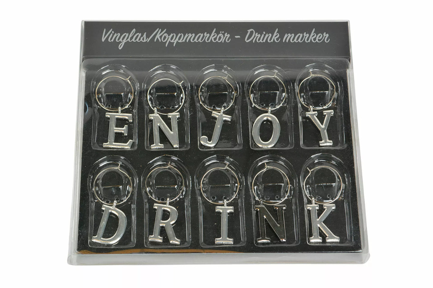 Vinglass koppmarkør Enjoy Silver 2-3cm 10-pack