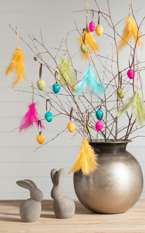 Påskepynt Egg Mix Fjær Mini Anheng 3x4cm 12stk