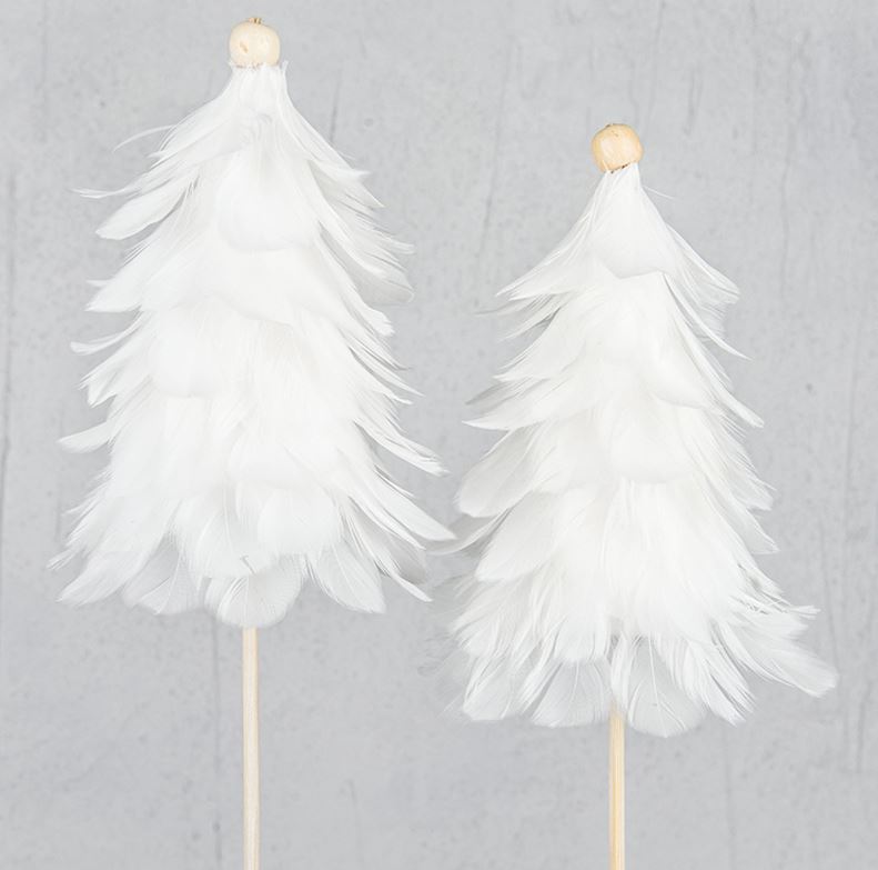 Pynt Gran fjær stick 2-pack