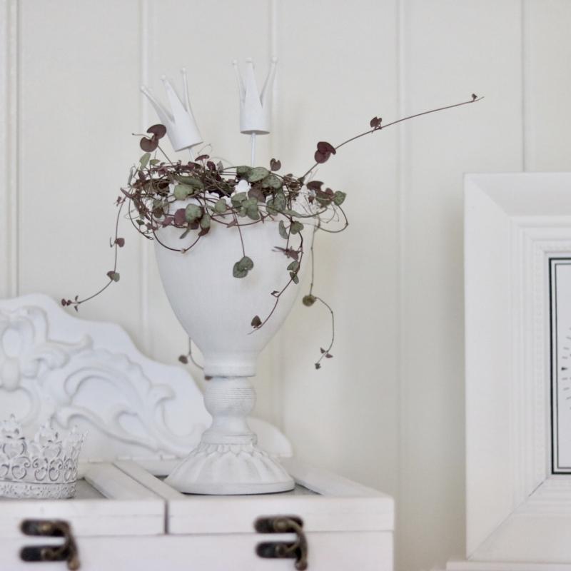 Blomsterpotte Blomsterkrukke krone 18,5 cm Antikkhvit