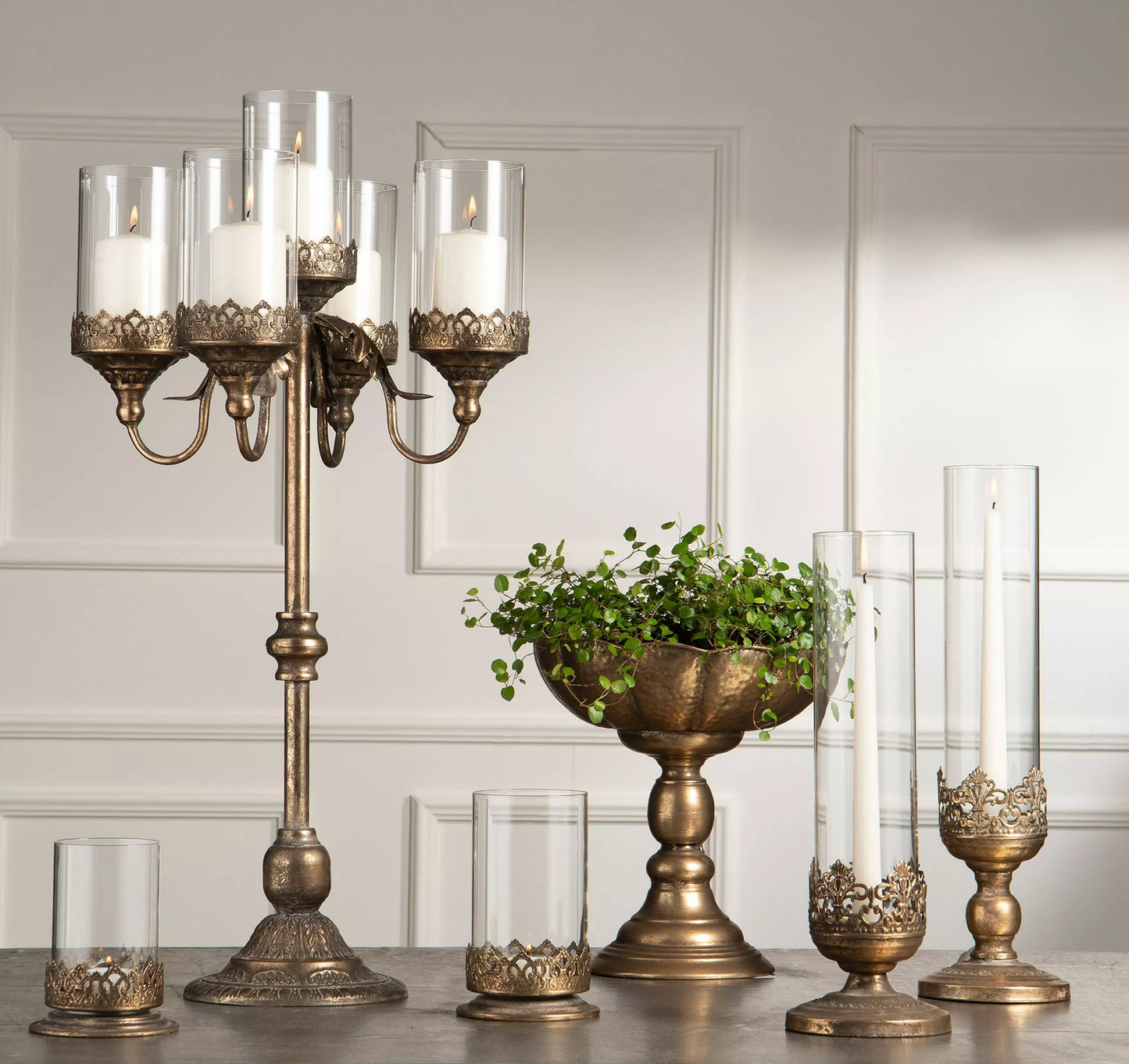 Lyslykt Leah Gyldenbrun 43x12 cm 1 stk