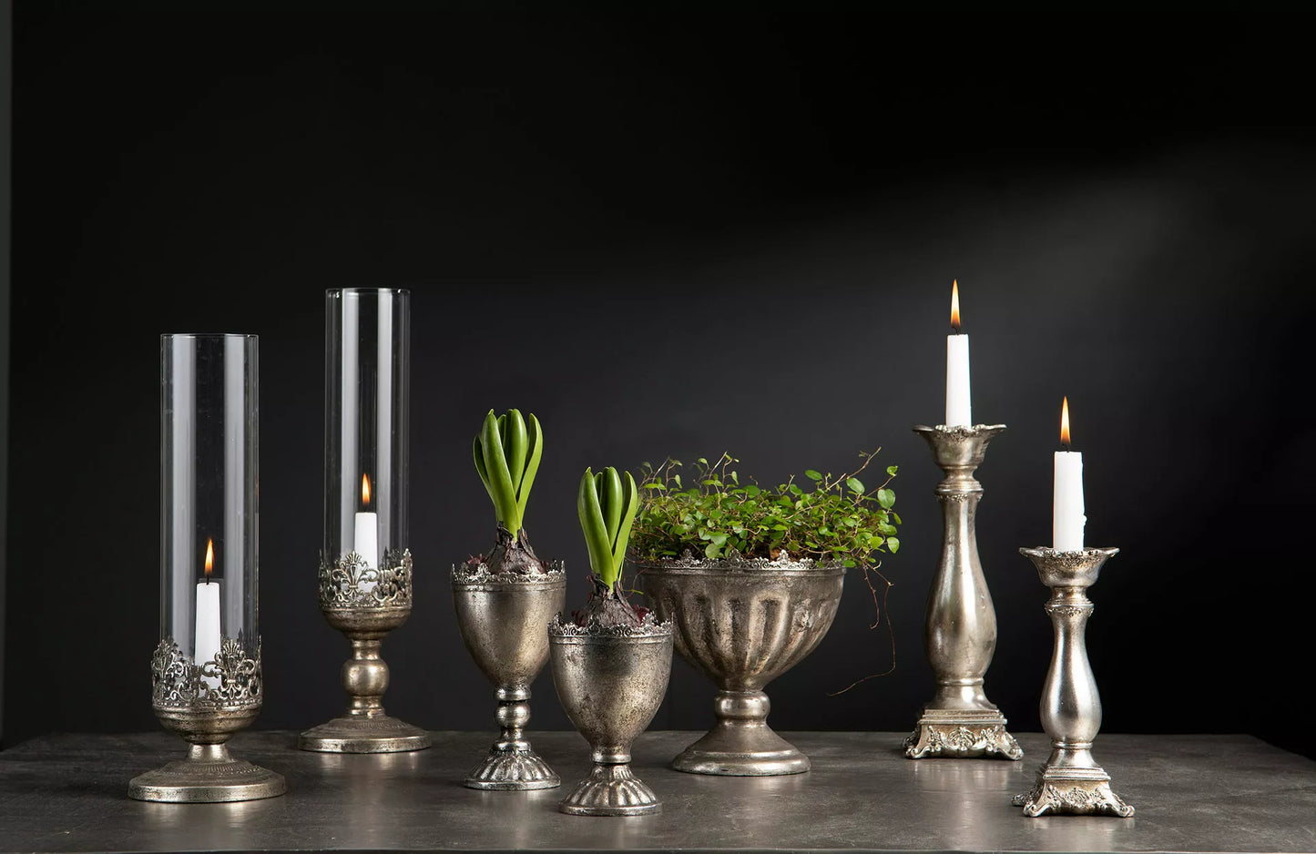 Lyslykt Leah sølv 37 cm 1 stk