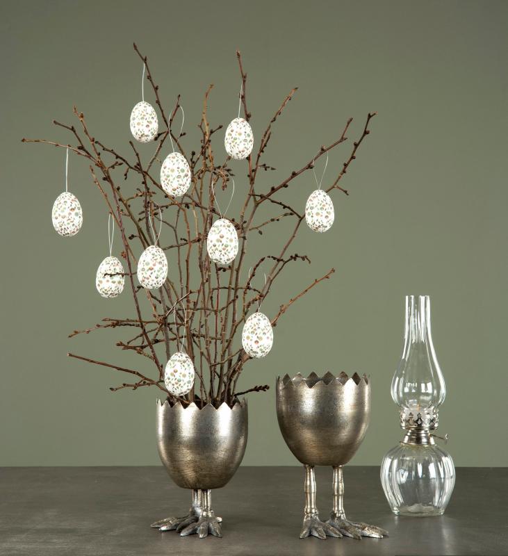 Blomsterpotte Blomsterkrukke Bein Egg Sølv 13x17cm 1 stk