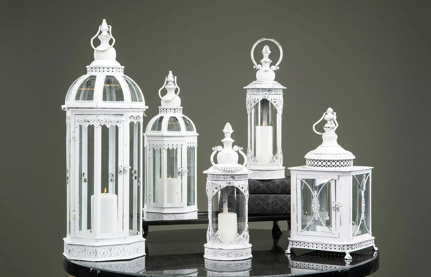 Lyslykt Lucerna Antique - Antikk hvit 15x40cm