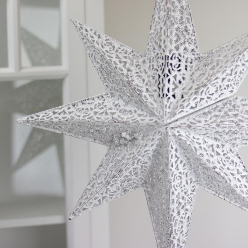 Adventsstjerne belysning - Antikk hvit 50 cm