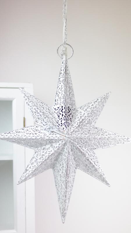 Adventsstjerne belysning - Antikk hvit 50 cm