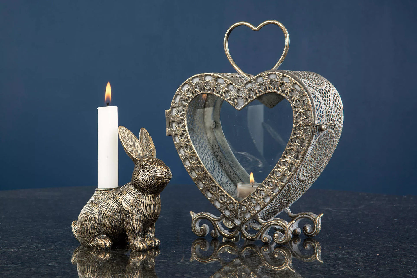 Lyslykt Hjerte 26 cm - Gyldenbrun