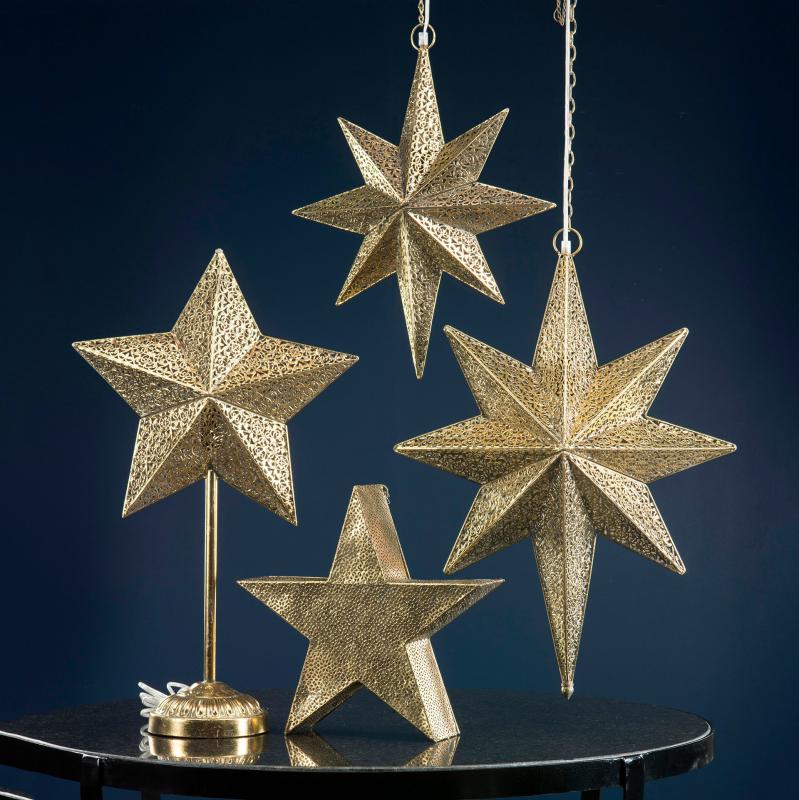 Adventsstjerne belysning - messing 68 cm