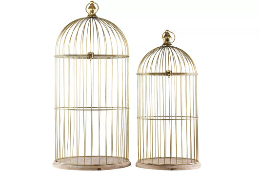 Blomsterstativ Dekorasjon Bur med trebrett 2-pack 60 73.5 antikk messing