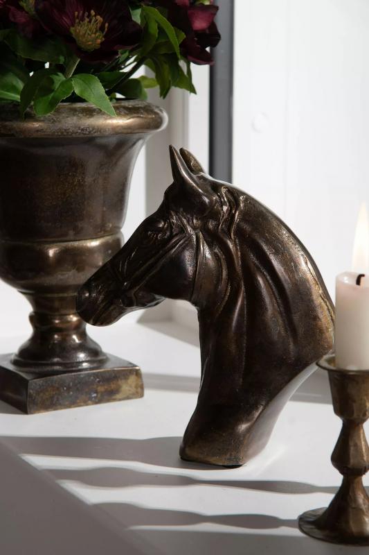 Dekorasjon Dyr Hestehode Brent Messing 18x7x21cm