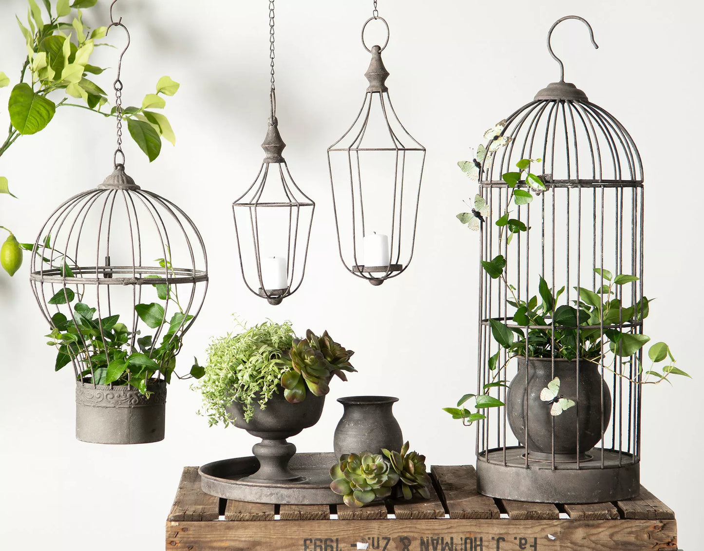 Blomsterpotte Blomsterkrukke Hengebur Varmluftballong 43 cm