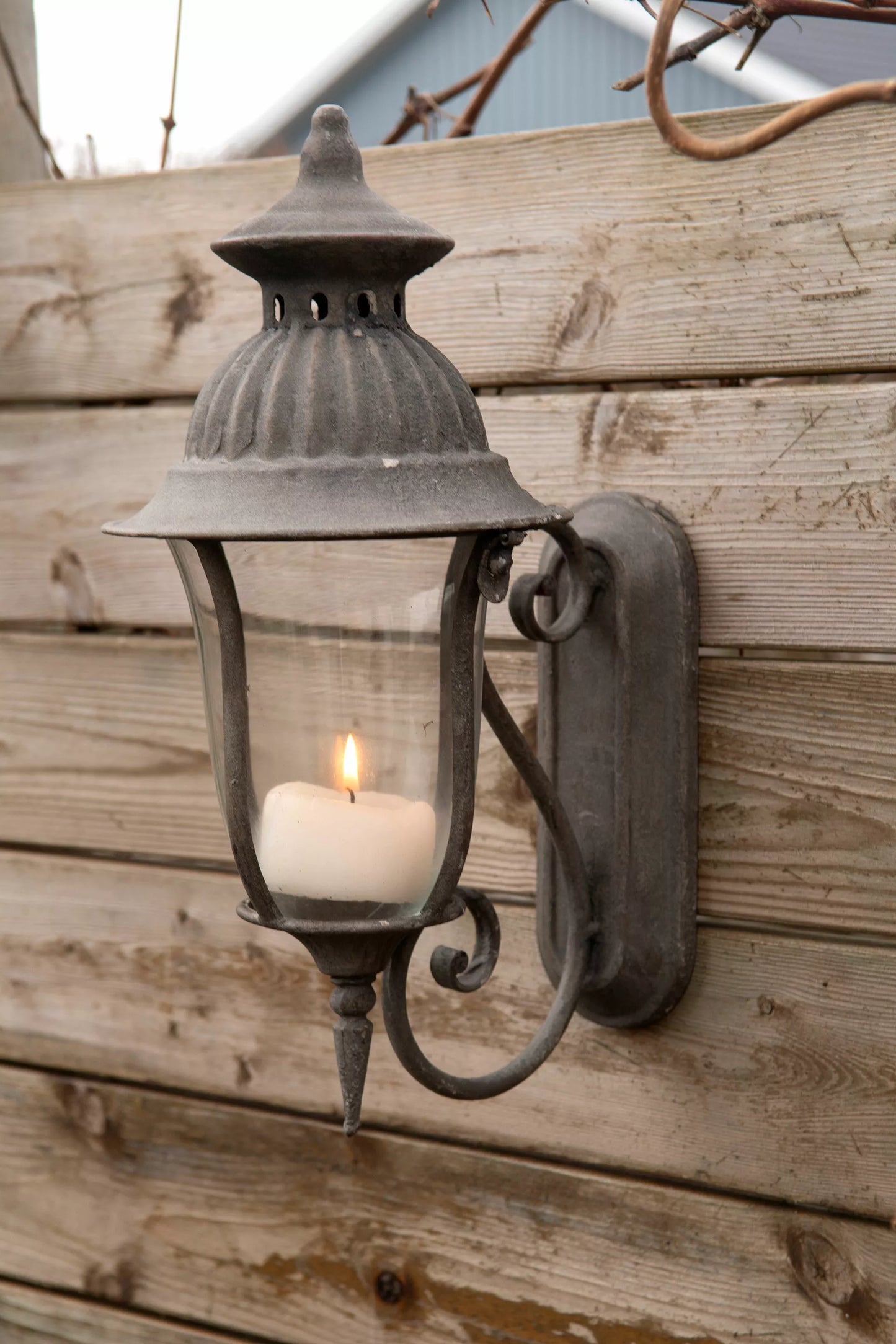 Lyslykt Vegg 35 cm - antikk grå