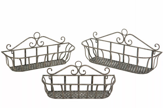 Blomsterpotte Blomsterkrukke Vegg kurv 3-packk Antikk