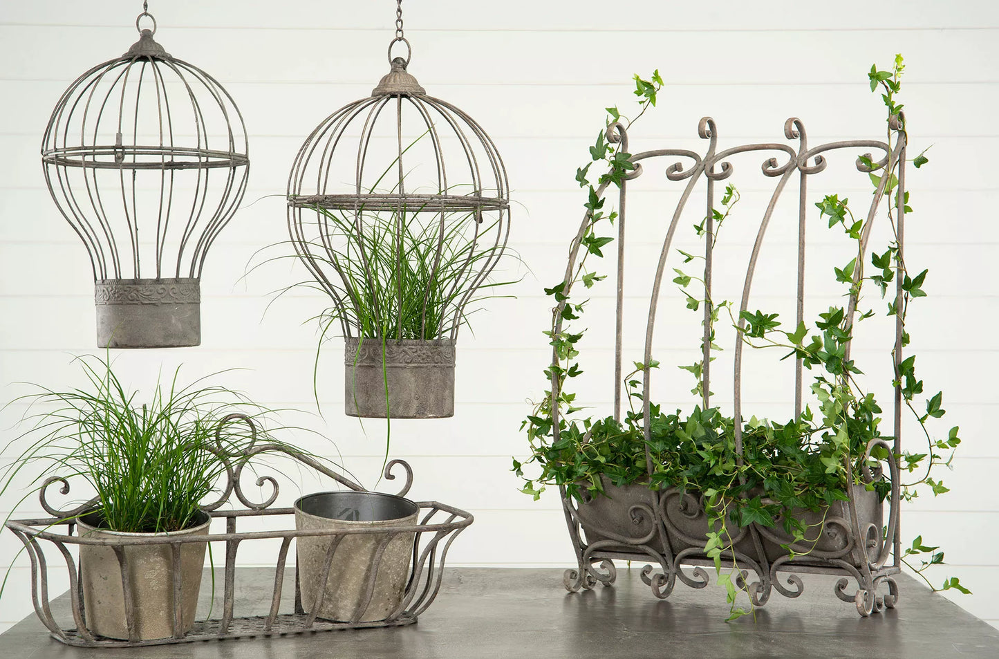 Blomsterpotte Blomsterkrukke Vegg kurv 3-packk Antikk