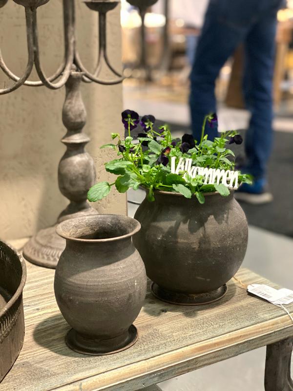 Blomsterpotte Blomsterkrukke Vase Rund Metall 2-pack