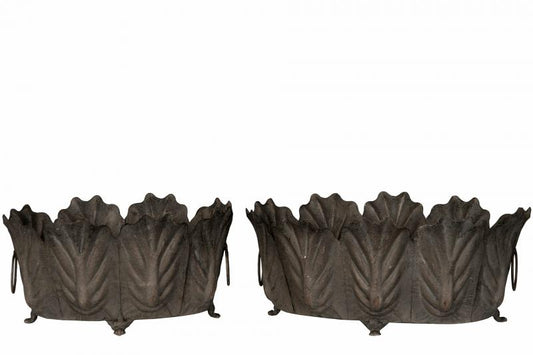 Blomsterpotte Blomsterkrukke Blad Metall 2-pack