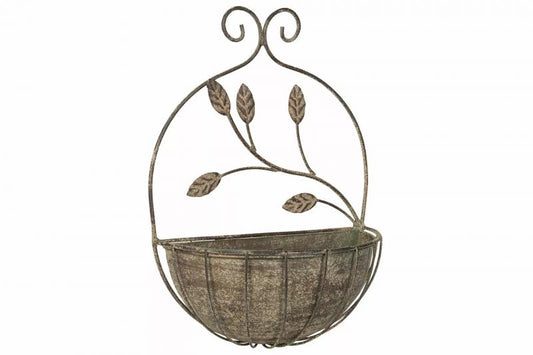 Blomsterpotte Blomsterkrukke Veggampel Rund Metall Grønn 28x14x39cm