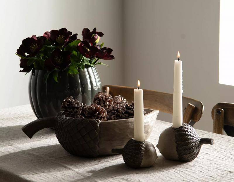 Innendørs Julepynt Dekorativ Skål Nøtt polyresin 36x22x10,5cm